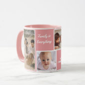 Elegant Modern Pink and White Mug with Family  マグカップ (正面左)