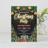 Elegant Modern Plaid Green Christmas Party 招待状 (スタンド正面)