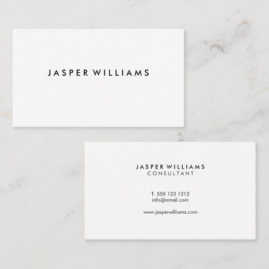 Elegant Modern Professional Minimal White 名刺 (正面/裏面)