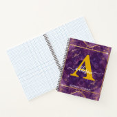 Elegant Modern Purple Gold Glitter Agate Monogram ノートブック (内部)