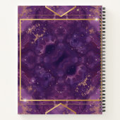 Elegant Modern Purple Gold Glitter Agate Monogram ノートブック (裏面)