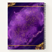 Elegant Modern Purple Gold Glitter Agate Monogram ノートブック (裏面)