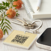 Elegant Modern QR Code Gold Color Double Sided キーホルダー (正面右)