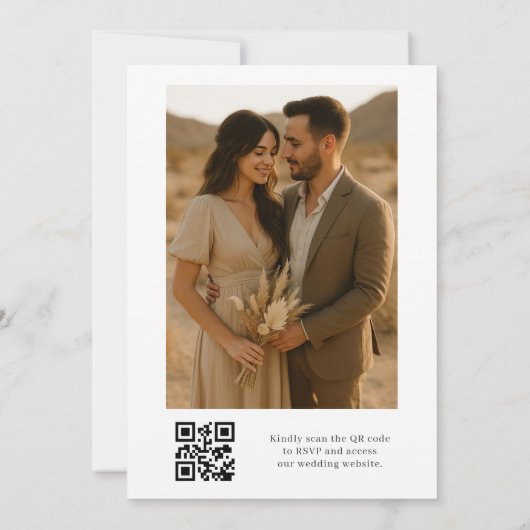 Elegant Modern QR Code Photo Wedding 招待状 (裏面)