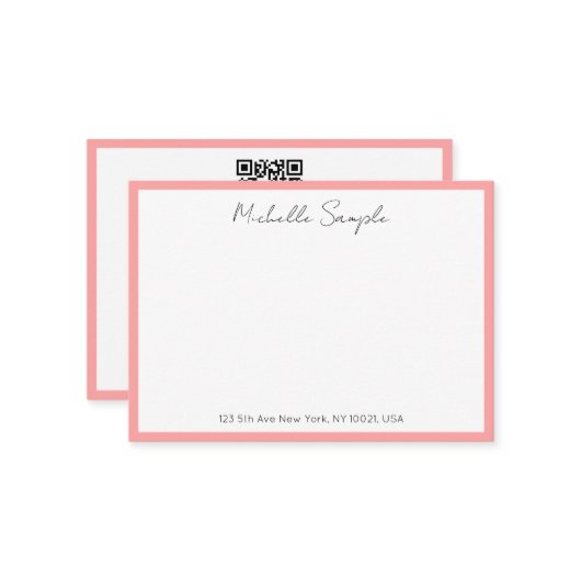 Elegant Modern QR Code Typography Script Name ノートカード (正面/裏面インサイチュ)