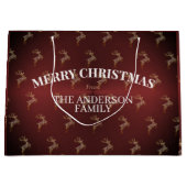 Elegant Modern Red and Gold Reindeer Christmas ラージペーパーバッグ (正面)