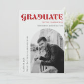 Elegant modern red black & grey graduation 案内状 (スタンド正面)