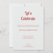 Elegant modern red black & grey type script 招待状 (裏面)