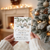Elegant Modern Retro Christmas Party Invitation 招待状