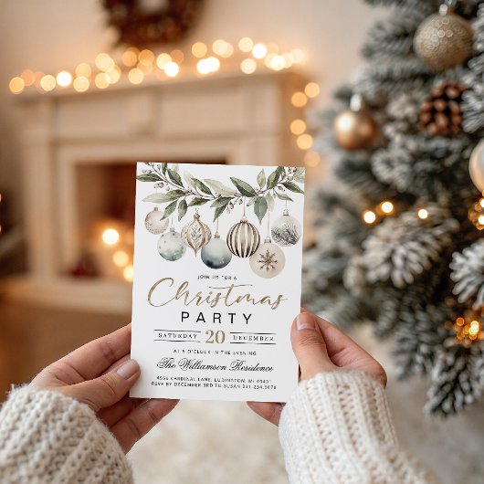 Elegant Modern Retro Christmas Party Invitation 招待状