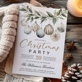 Elegant Modern Retro Christmas Party Invitation 招待状