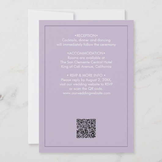 Elegant Modern Retro Wedding Flowing Wave Pattern 招待状 (裏面)