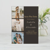 Elegant Modern Romantic 3 Photo Collage Wedding  セーブザデート (スタンド正面)