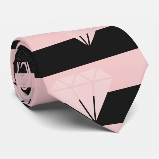 Elegant modern rose gold diamond stripe pattern ネクタイ (ロール)