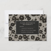 Elegant Modern RSVP Card Wedding Silver Black (正面)