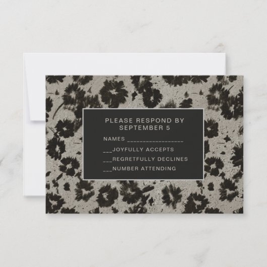 Elegant Modern RSVP Card Wedding Silver Black (正面)
