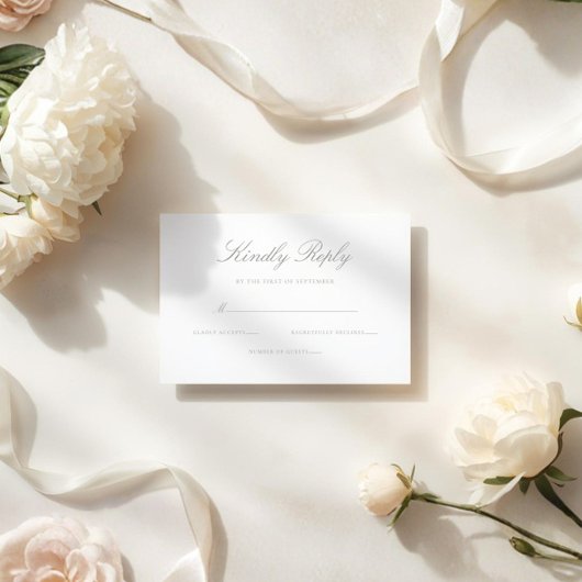 Elegant Modern Sage Green Wedding 出欠カード