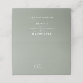Elegant Modern Sage Green Wedding Folded プレイスカード (外部開封)