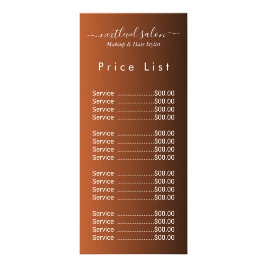 Elegant Modern Salon Price List Rack Card ラックカード (正面)