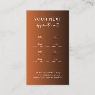 Elegant Modern Salon Spa Appointment Reminder Card 予約カード