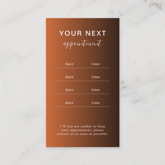 Elegant Modern Salon Spa Appointment Reminder Card 予約カード (正面)