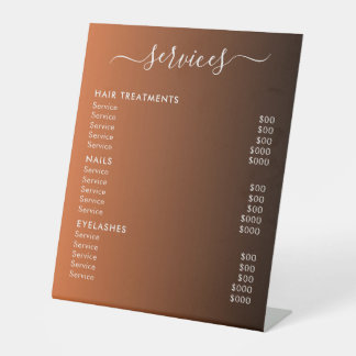 Elegant Modern Salon Spa Service Price List  台座サイン