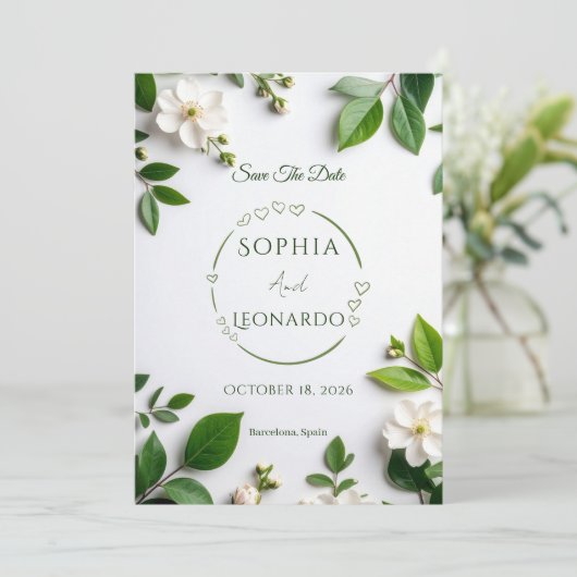 Elegant Modern Save the Date Card - Customizable 招待状 (スタンド正面)