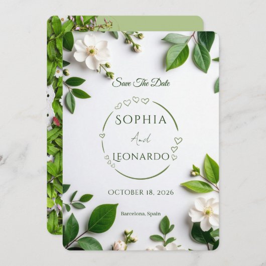 Elegant Modern Save the Date Card - Customizable 招待状 (正面/裏面)