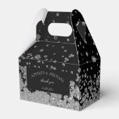 Elegant Modern  Schwarz-Silber Splatter Hochzeit フェイバーボックス (裏面サイド)
