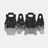 Elegant Modern  Schwarz-Silber Splatter Hochzeit フェイバーボックス (折り畳みなし)