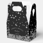 Elegant Modern  Schwarz-Silber Splatter Hochzeit フェイバーボックス (オープン)