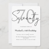 Elegant Modern Script 70th Birthday Invitation 招待状 (正面)