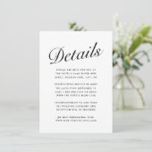 Elegant Modern Script Black White Guest Info. Card シーズンカード (スタンド正面)
