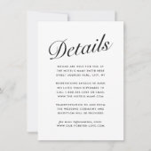 Elegant Modern Script Black White Guest Info. Card シーズンカード (正面)