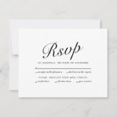 Elegant Modern Script Black White Meal Choice RSVP シーズンカード (正面)