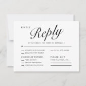 Elegant Modern Script Black White Menu Choice RSVP シーズンカード (正面)