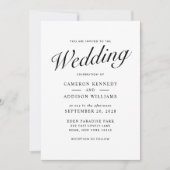 Elegant Modern Script Black + White Wedding Invite シーズンカード (正面)