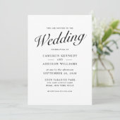 Elegant Modern Script Black + White Wedding Invite シーズンカード (スタンド正面)