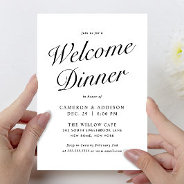 Elegant Modern Script Black + White Welcome Dinner シーズンカード