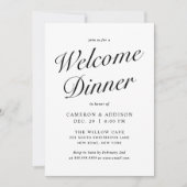 Elegant Modern Script Black + White Welcome Dinner シーズンカード (正面)