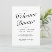 Elegant Modern Script Black + White Welcome Dinner シーズンカード (スタンド正面)