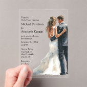 elegant modern script bride & groom wedding  アクリル招待状 (インサイチュ (ポータブル))