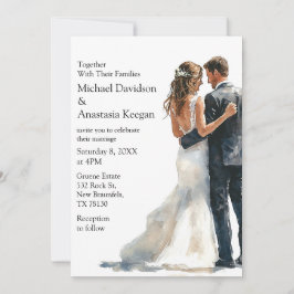 elegant modern script budget wedding invitation   ノートカード