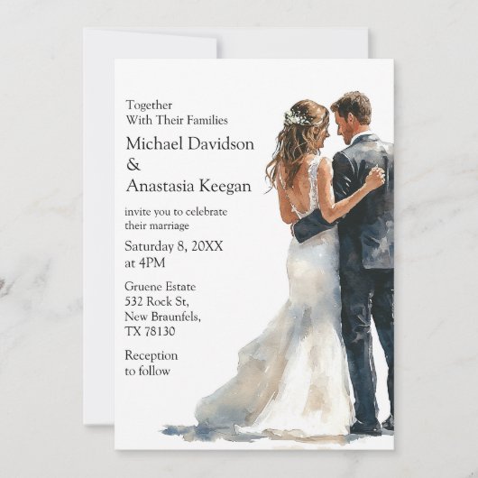 elegant modern script budget wedding invitation   ノートカード (正面)