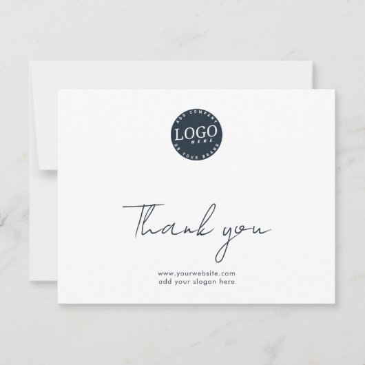 Elegant Modern Script Business Logo Thank You ノートカード (正面)