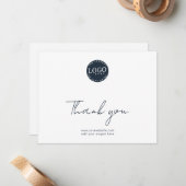 Elegant Modern Script Business Logo Thank You ノートカード (正面/裏面インサイチュ)