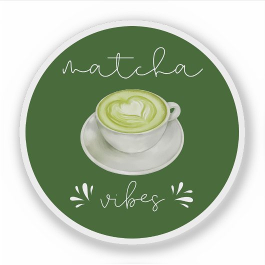 Elegant Modern Script Matcha Vibes シール (正面)