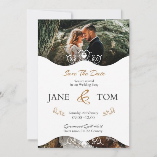 Elegant Modern Script Photo Classic 招待状 (正面)