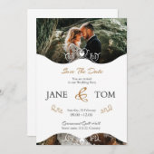 Elegant Modern Script Photo Classic 招待状 (正面/裏面)