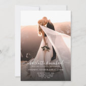 Elegant Modern Script Photo Classic WeddIng 招待状 (正面)